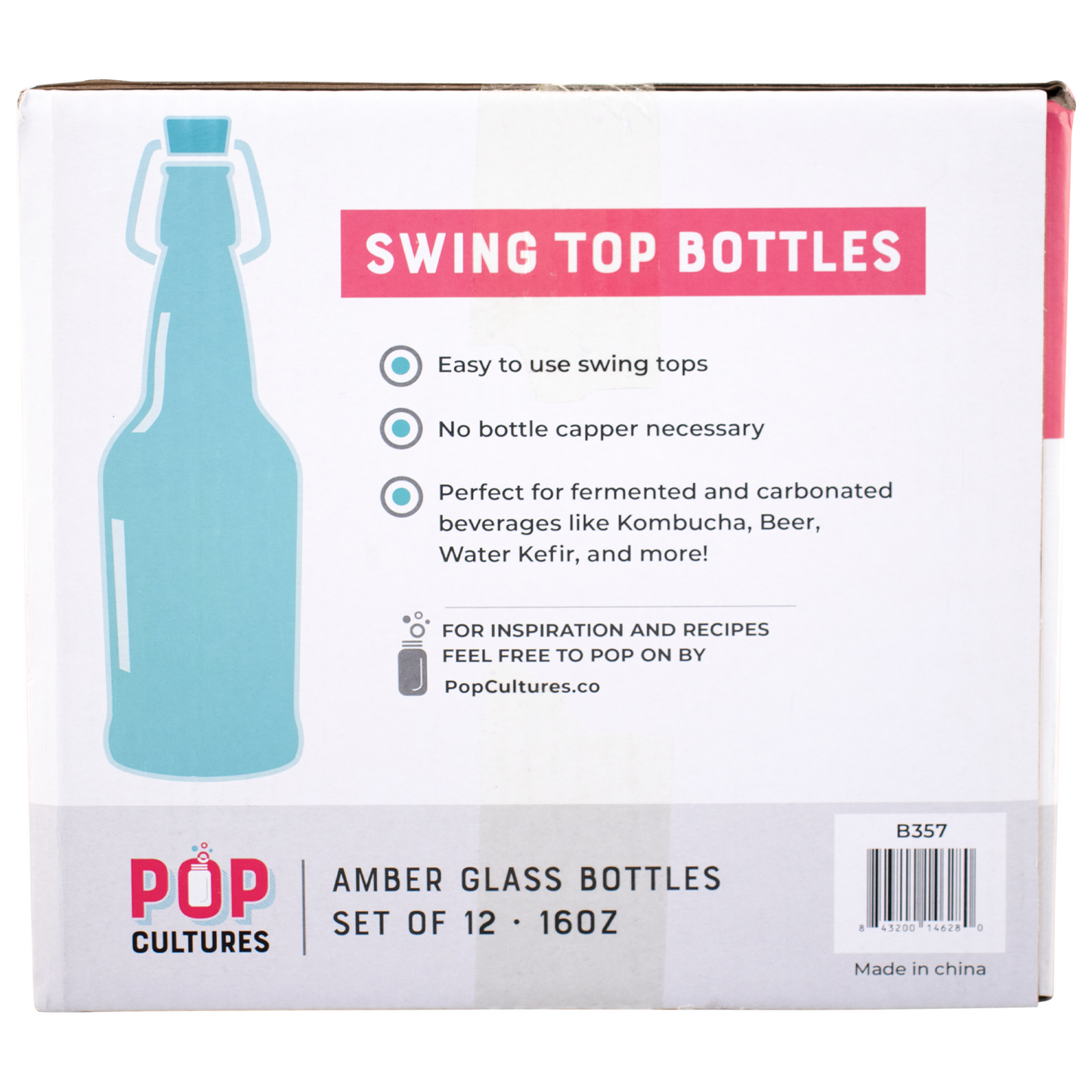 PopTops™ Swing Top Bottles | 16 oz | Case of 12